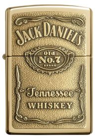 Zippo Windproof Lighter Jack Daniel'sÂ® Label-Brass Emblem High Polish Brass