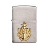 Zippo Windproof Lighter Navy Anchor Emblem Brushed Chrome