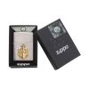 Zippo Windproof Lighter Navy Anchor Emblem Brushed Chrome