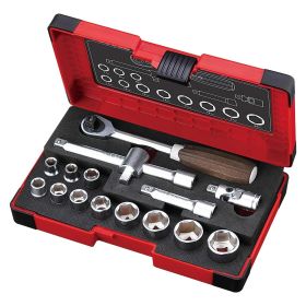 Vessel WOOD-COMPO Socket Wrench Set No.HRW3002M-W 3/8" SQ Drive 16PC. Set