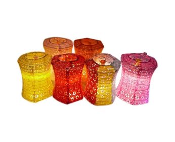 [Random color] Set of 5 Chinese/Japanese Style Hanging lantern Decorative Hollow Paper Lantern 14x15cm