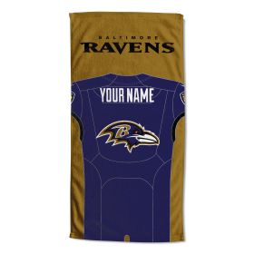 [Personalization Only] OFFICIAL NFL Jersey Personalized Beach Towel - Baltimore Ravens