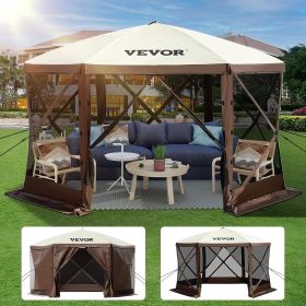 VEVOR Camping Gazebo Tent, 10'x10', 6 Sided Pop-up Canopy Screen Tent for 8 Person Camping, Waterproof Screen Shelter w/Portable Storage Bag