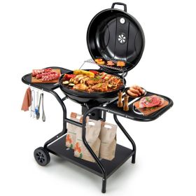 22 Inches 2 Layer Racks Barbecue Grill with Wheels for Outdoor Camping