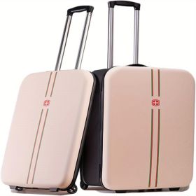 Foldable suitcase, 20/24 inches, sturdy and durable, with wheels, suitable for business travel and tourism, lightweight and foldable luggage (Color: Pink-20in)