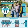 3 Person Folding Camping Chair with 2 Cup Holders Cotton Padding & Storage Bag