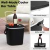 3-in-1 Portable Cooler Bar Table with Bottle Opener and Lift Top Lid for Camping Poolside